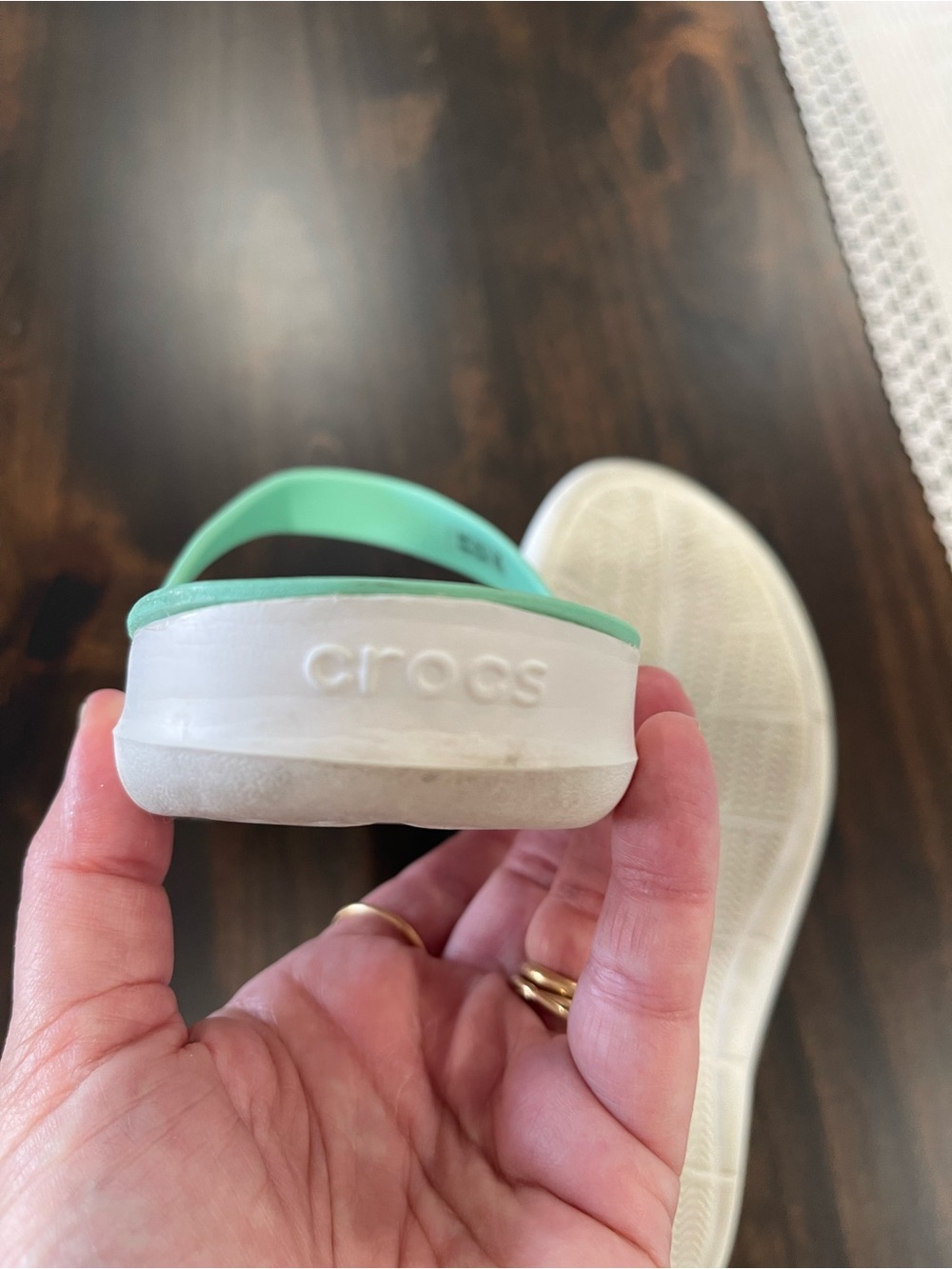 CROCS Seafoam & White Platform Flip Sandals - Picture 3 of 3